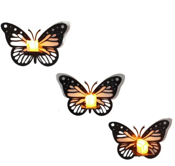 Decorative Butterfly Wall Shelf with Candlestick Set of 4