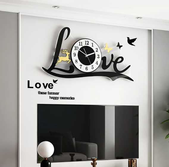 3D Love Wall Clock Acrylic Wall Decore