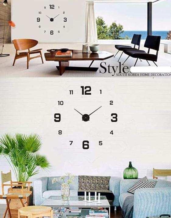 3D Wall Clock, Frameless Wall Clock DIY Wall Decoration, 3D Wall Clock Home Decor